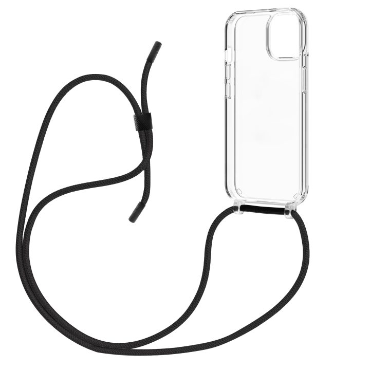 Muvit recycletek Case for Apple iPhone 15 Transparent + Black Lanyard…