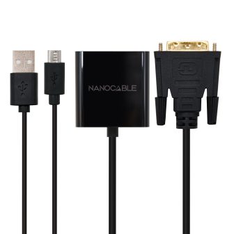 Nanocable DVI 24+1/m to VGA HDB15/h Adapter, Black, 10 cm