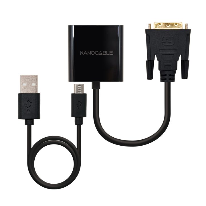 Nanocable DVI 24+1/m to VGA HDB15/h Adapter, Black, 10 cm