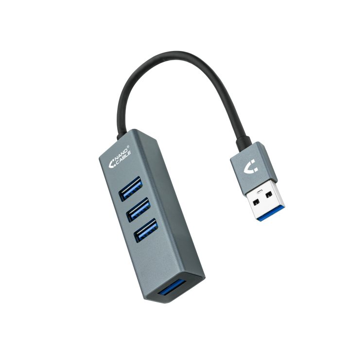 Nanocable USB 3.0 4xUSB3.0. USB-A/M-USB 3.0/H, Gray, 10 cm