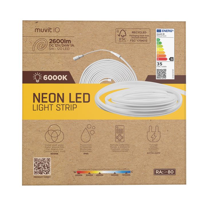 Muvit io neon LED Strip IP65 6000W 5m Cool White (MIOLST010)