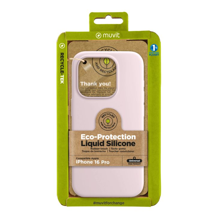 Capa Muvit recycletek liquid silicone para Apple iPhone 16 Pro rosa…