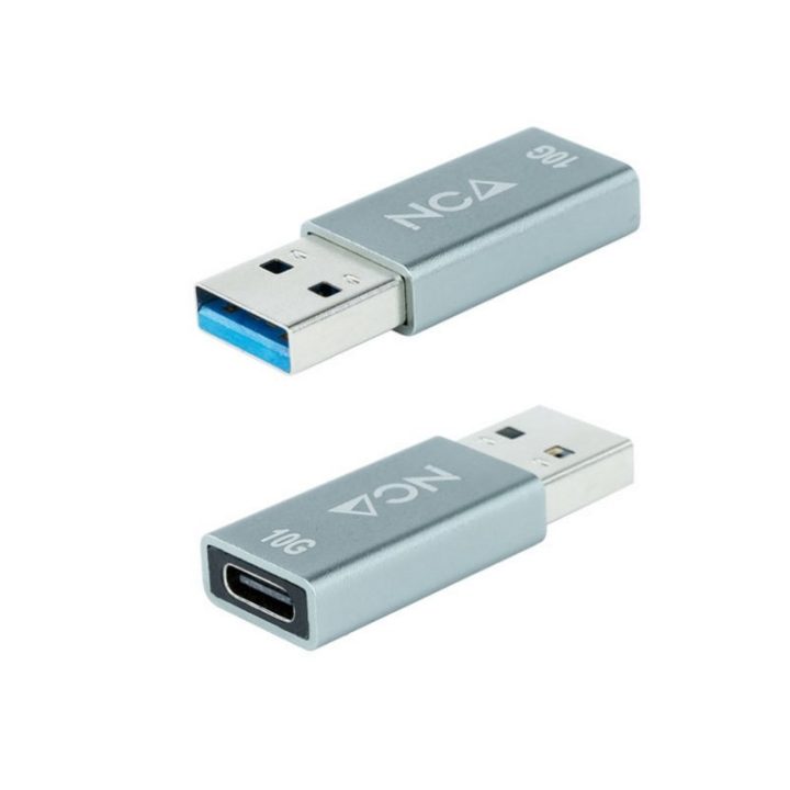 Nanocable USB-A 3.1 GEN2 to USB-C Adapter, USB-A/M-USB-C/H, Gray