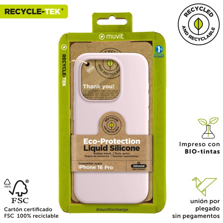 Capa Muvit recycletek liquid silicone para Apple iPhone 16 Pro rosa…
