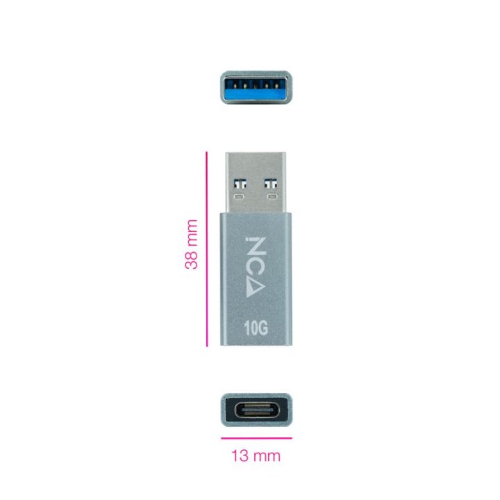 Nanocable USB-A 3.1 GEN2 to USB-C Adapter, USB-A/M-USB-C/H, Gray