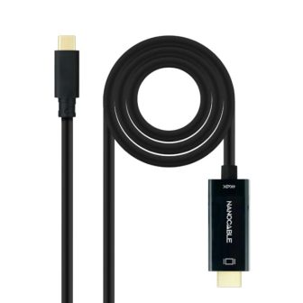 Nanocable Cabo Conversor USB-C a HDMI 1.4 4K@30HZ 1,8 m, Preto