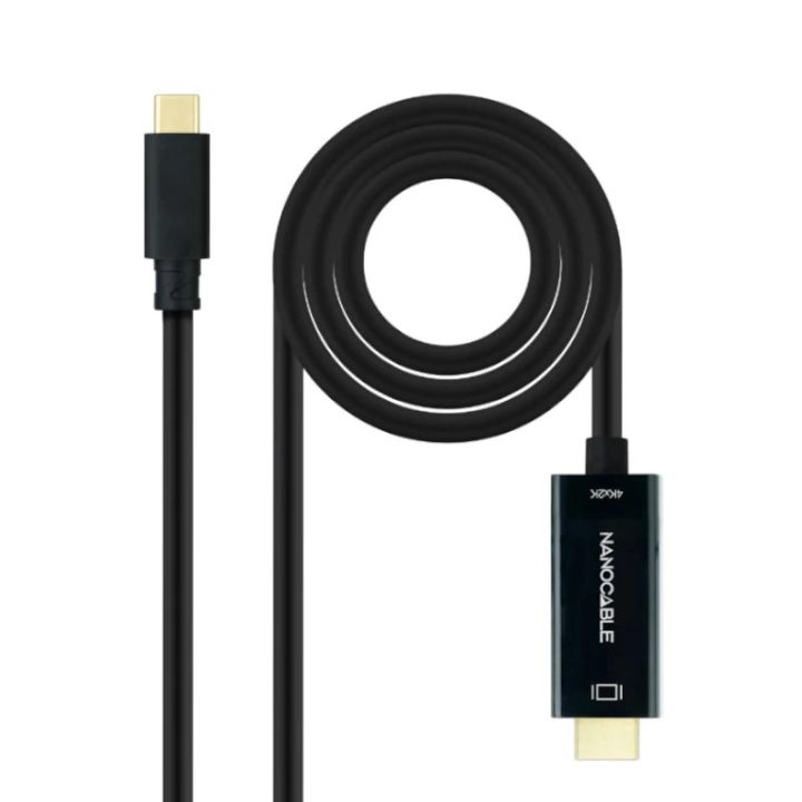 Nanocable Cable Conversor USB-C a HDMI 1.4 4K@30HZ 1.8 m, Negro