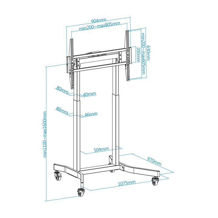 TooQ LUX Floor Stand with Wheels and Electric Height Adjustment for…