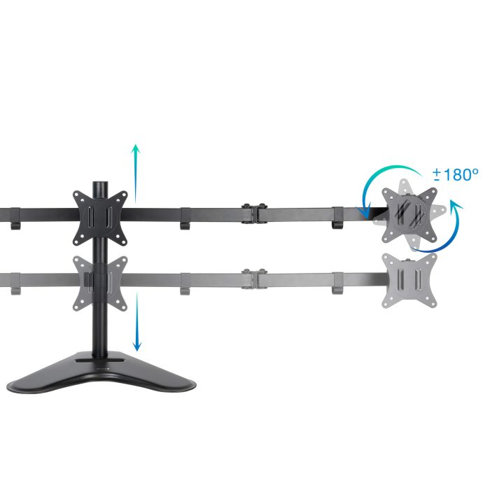 TooQ 3-Monitor Desk Stand 17"-27", Black