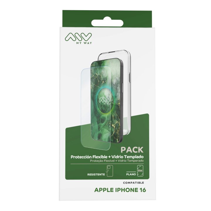 Myway Case for Apple iPhone 16 Clear + Tempered Glass Screen…