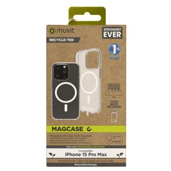 Muvit recycletek MagSafe Case for Apple iPhone 15 Pro Transparent…