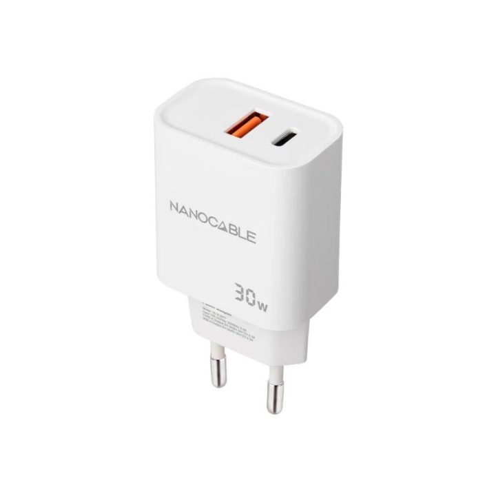 Nanocable USB-C/PD + USB-A/QC 30W Charger, White