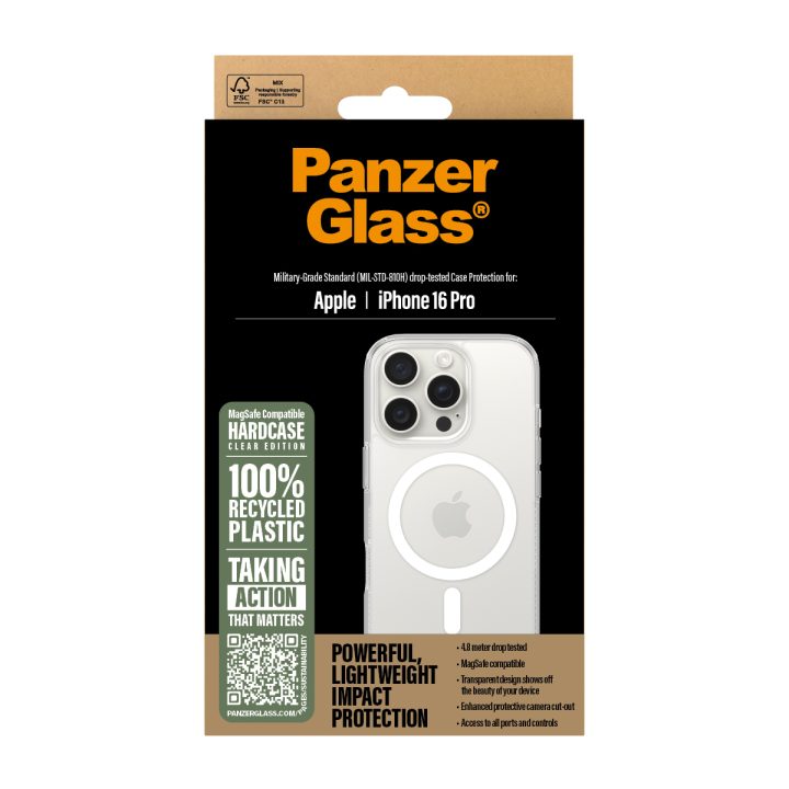 PanzerGlass ® HardCase Transparent w. White MagSafe iPhone 16 Pro…