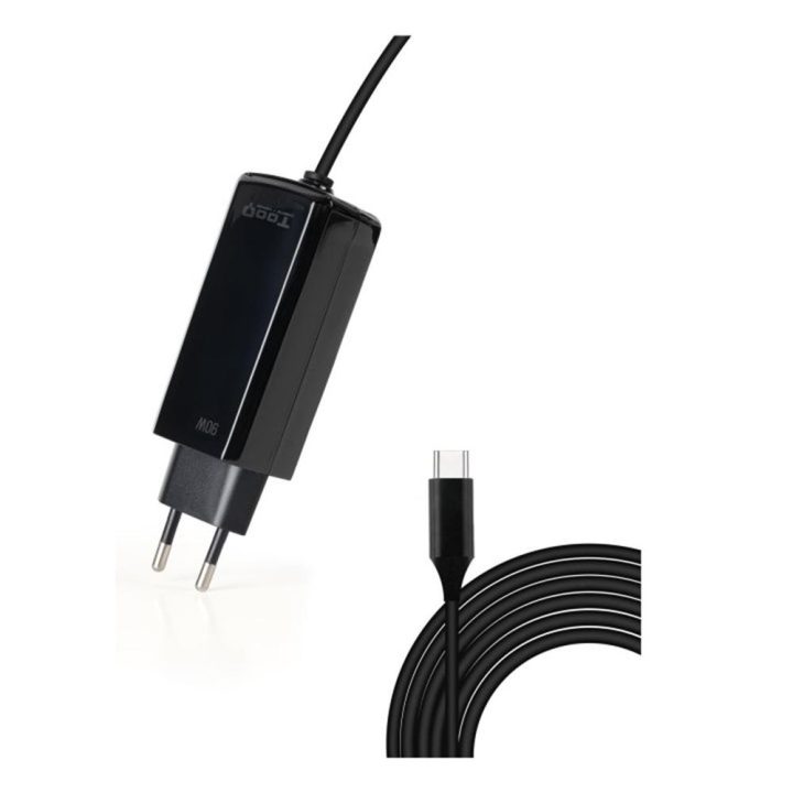 TooQ GAN USB-C PD 90W Laptop Charger, Black
