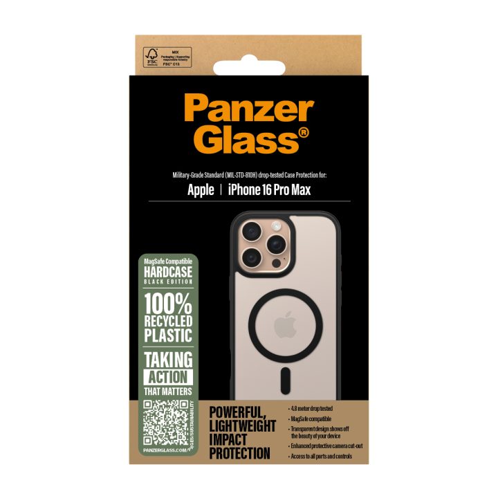 PanzerGlass ® HardCase Transparent w. Black MagSafe & Frame iPhone 16…