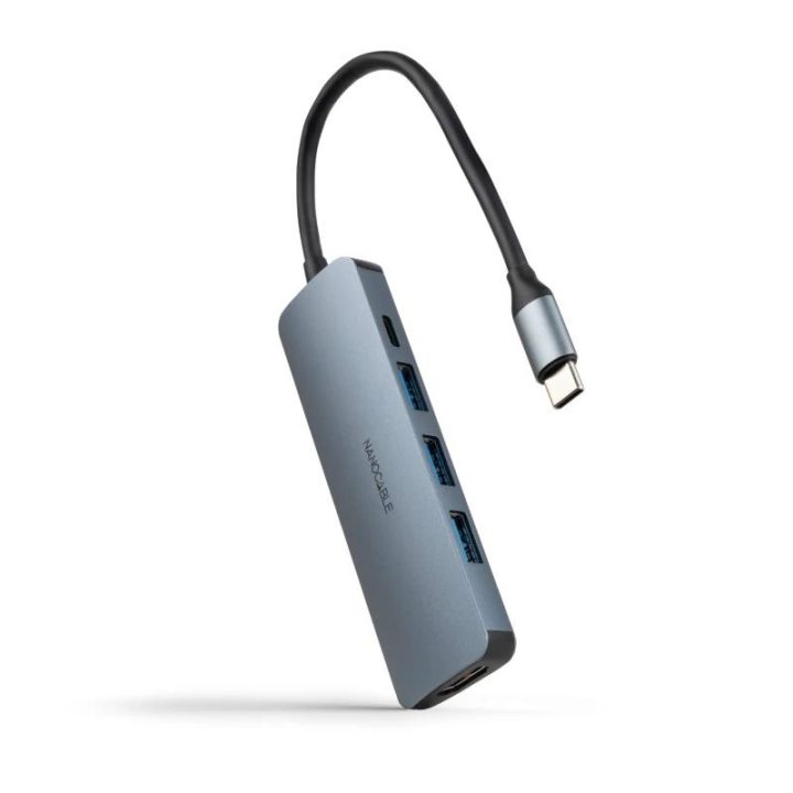 Nanocable 5-in-1 USB-C Hub, USB-C 3.1 to 3x USB-A 3.0 + USB-C PD +…