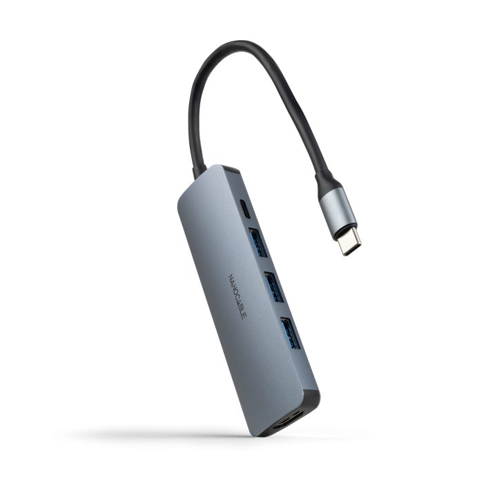 Nanocable 5-in-1 USB-C Hub, USB-C 3.1 to 3x USB-A 3.0 + USB-C PD +…
