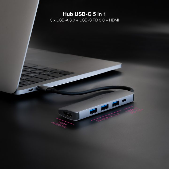 Nanocable Hub USB-C 5 em 1, Conversor USB-C 3.1 para 3xUSB-A 3.0 +…