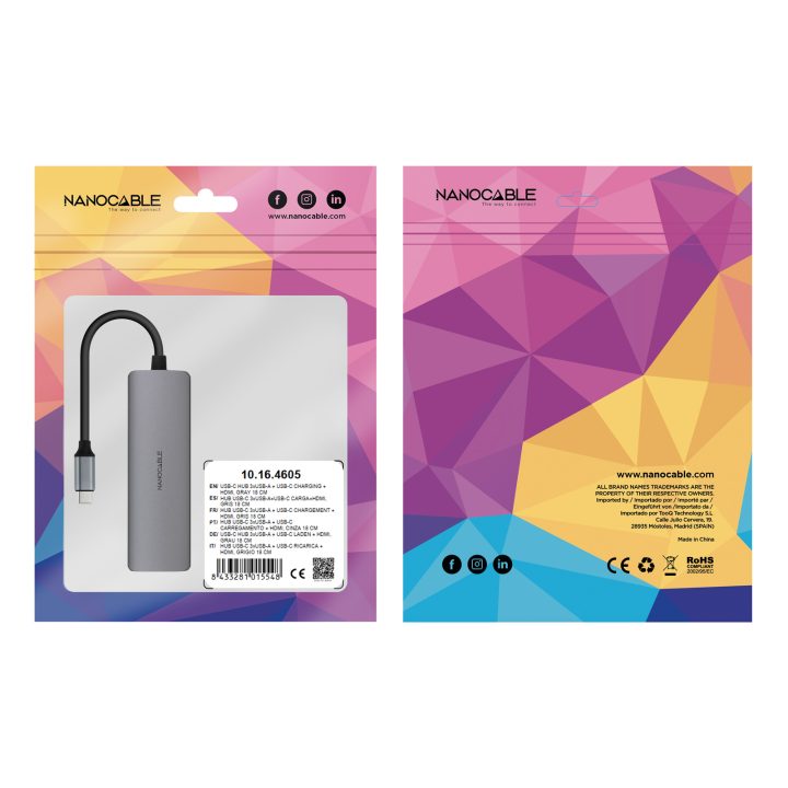 Nanocable Hub USB-C 5 em 1, Conversor USB-C 3.1 para 3xUSB-A 3.0 +…