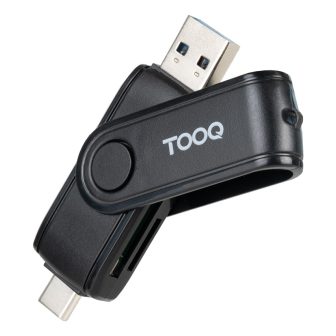 TooQ USB Card Reader (USB-C 2.0 + USB A 3.0), SD/TF, Black