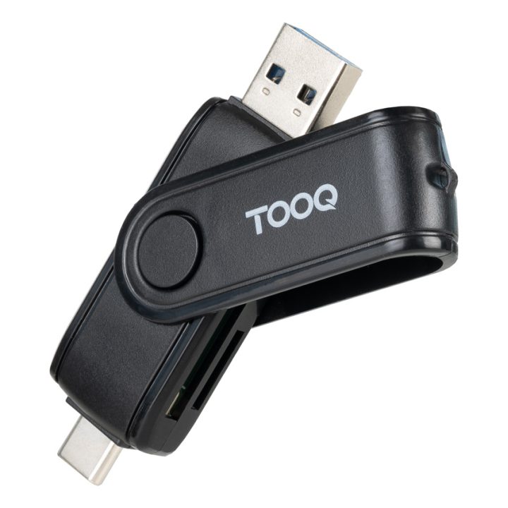 Leitor de Cartões TooQ USB (USB-C 2.0 + USB A 3.0), SD/TF, Preto