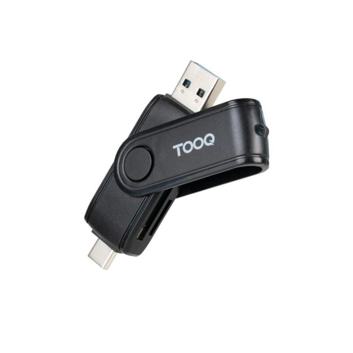 TooQ USB Card Reader (USB-C 2.0 + USB A 3.0), SD/TF, Black