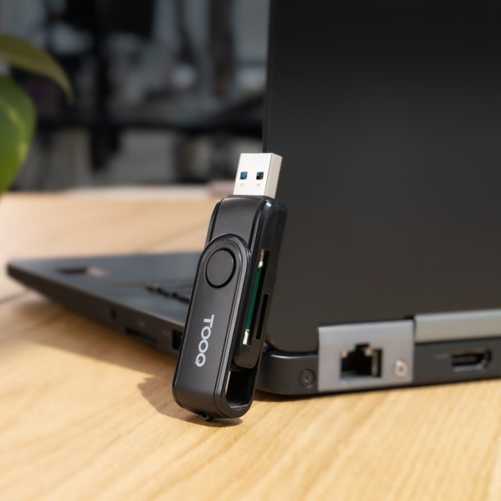 TooQ USB Card Reader (USB-C 2.0 + USB A 3.0), SD/TF, Black