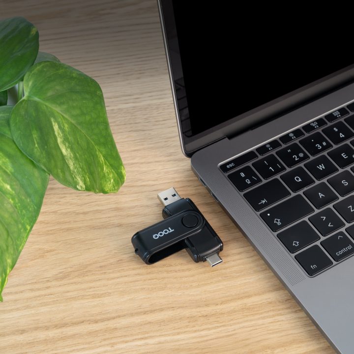 TooQ USB Card Reader (USB-C 2.0 + USB A 3.0), SD/TF, Black