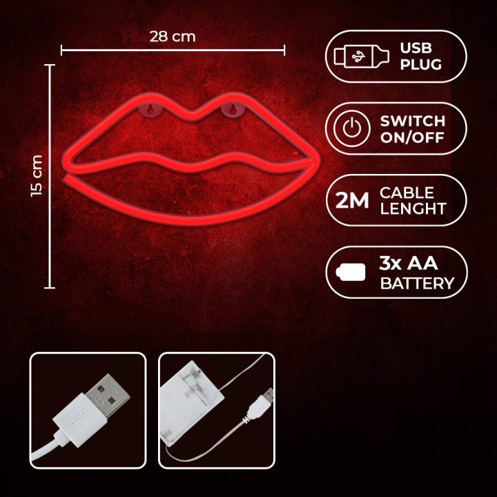 Lâmpada Forever neon LED lips red (RTV100207)