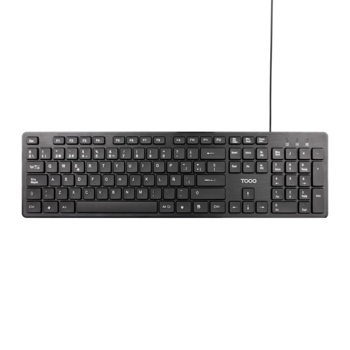TooQ Teclado silencioso USB, 105 teclas, Preto