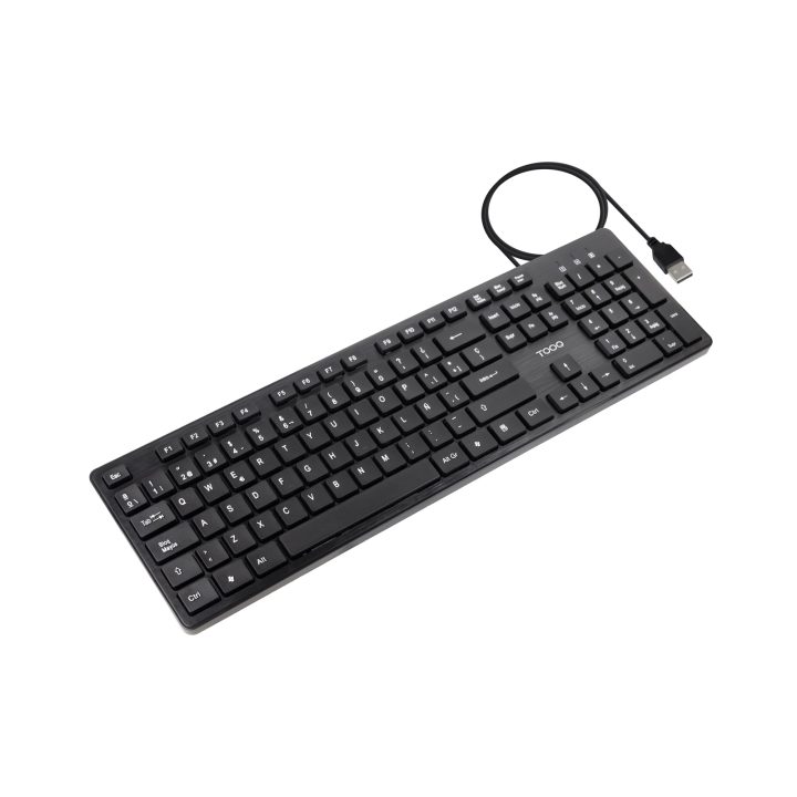 TooQ Teclado silencioso USB, 105 teclas, Preto