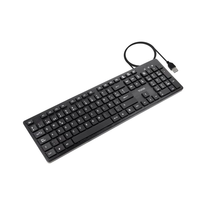 TooQ Teclado silencioso USB, 105 teclas, Preto