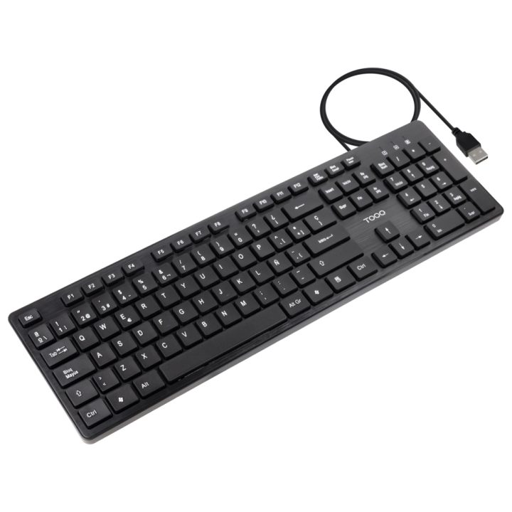 TooQ Teclado silencioso USB, 105 teclas, Preto