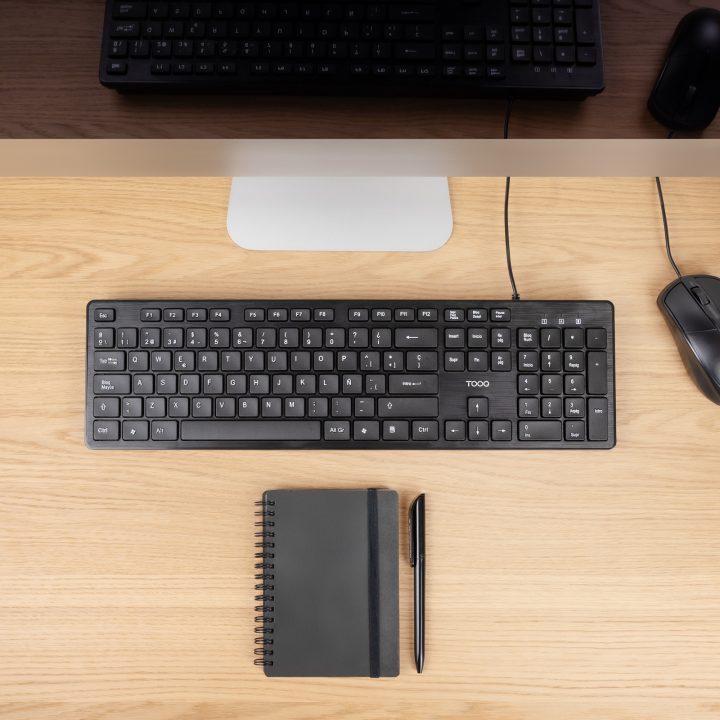 TooQ Teclado silencioso USB, 105 teclas, Preto