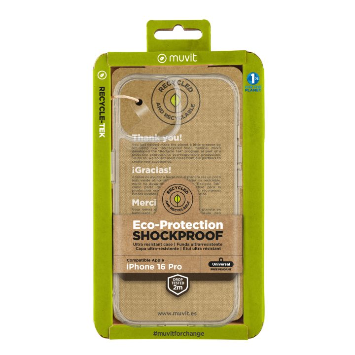 Muvit shockproof 2m case for Apple iPhone 16 Pro transparent…