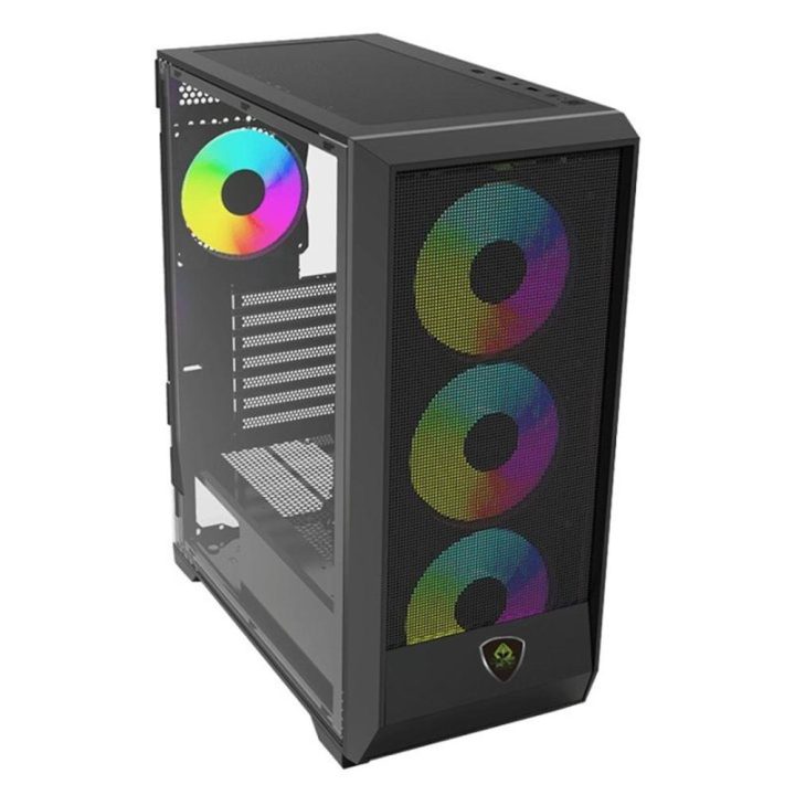 Keep Out XC-501 Mesh ATX ARGB Gaming PC Case Tempered Glass Black