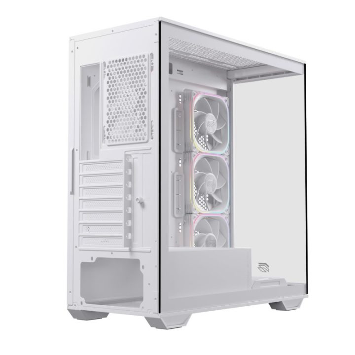 Einarex S700 RGB ATX Gaming PC Case Tempered Glass White…
