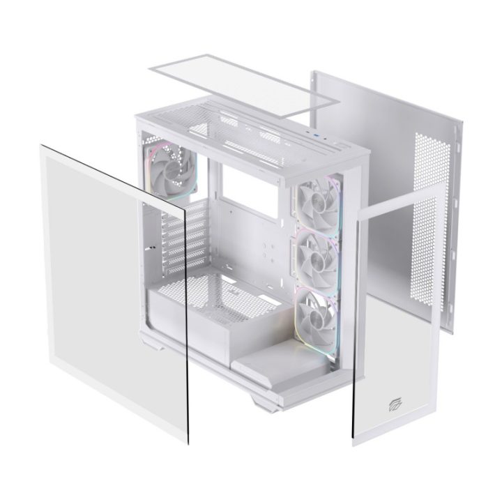 Einarex S700 RGB ATX Gaming PC Case Tempered Glass White…