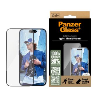 PanzerGlass ® Screen Protector iPhone 16 | 15 | Ultra-Wide Fit Apple…