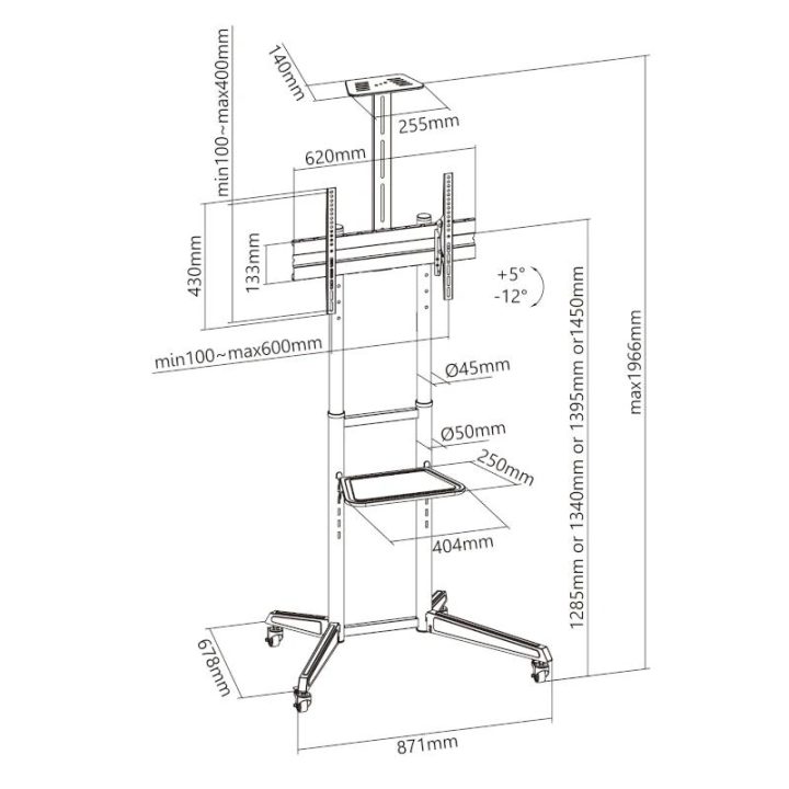 Ewent EW1539 Digital Signage Stand 70" Black