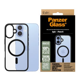 PanzerGlass ® HardCase Transparent w. Black MagSafe & Frame iPhone 16…