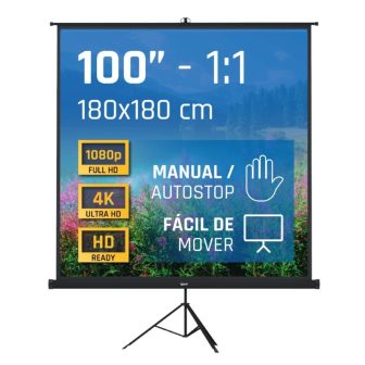 iggual Ecrã de Projeção 100" 180x180 cm com tripé + bolsa
