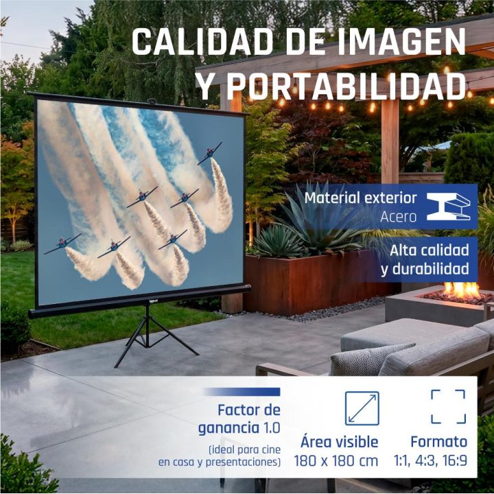 iggual Ecrã de Projeção 100" 180x180 cm com tripé + bolsa