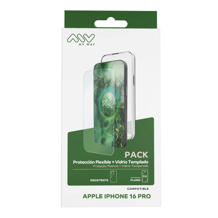 Myway Case for Apple iPhone 16 Pro Transparent + Tempered Glass…