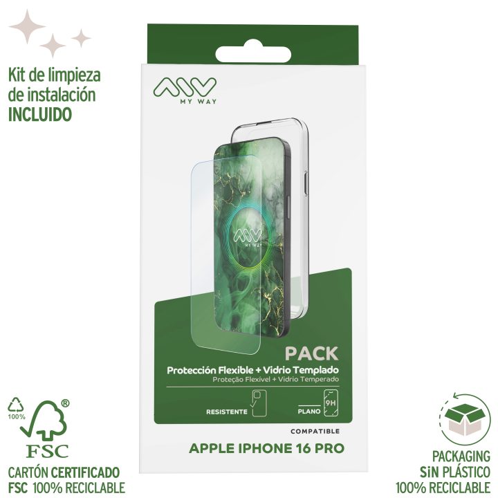 Capa Myway para Apple iPhone 16 Pro transparente + protetor de ecrã…