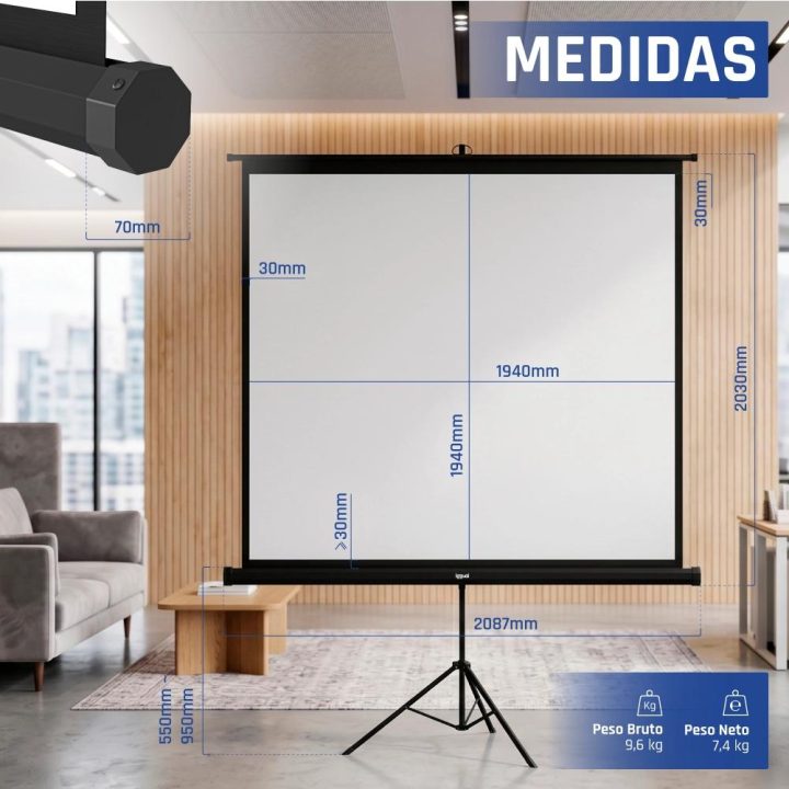iggual Pantalla 112" 200x200 cm con trípode+bolsa