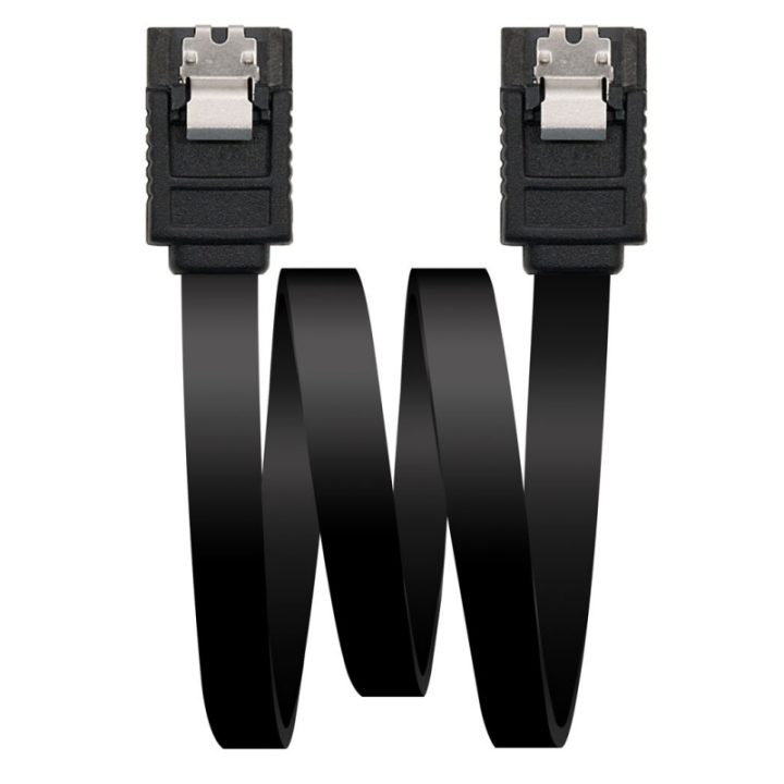 Nanocable SATA III DATA CABLE 6G WITH LOCKING CLIPS, BLACK, 0.5 M