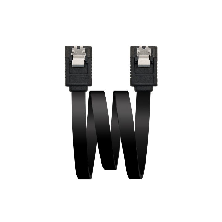 Nanocable SATA III DATA CABLE 6G WITH LOCKING CLIPS, BLACK, 0.5 M