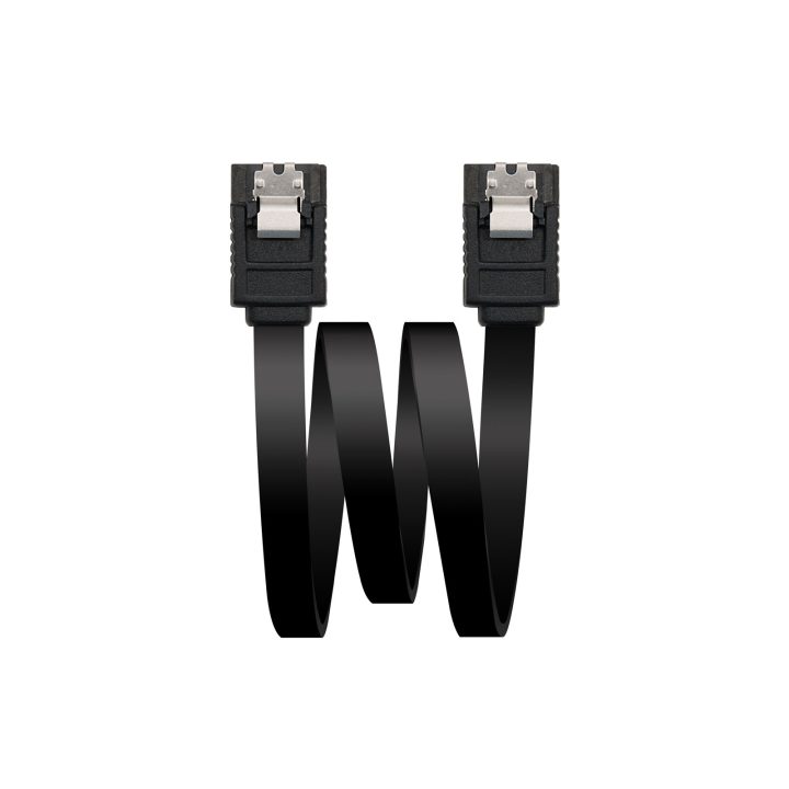 Nanocable SATA III DATA CABLE 6G WITH LOCKING CLIPS, BLACK, 0.5 M