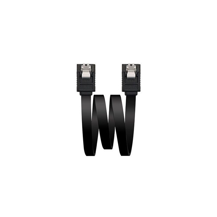 Nanocable SATA III DATA CABLE 6G WITH LOCKING CLIPS, BLACK, 0.5 M